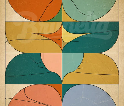 Affiche vintage formes géométriques colorées