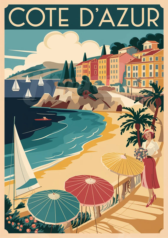 affiche cote d azur vintage