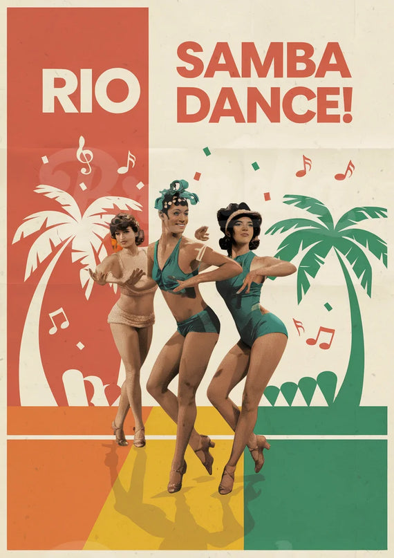 Affiche danseurs brésiliens rétro