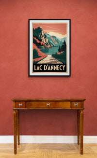 Affiche Lac d'Annecy Alpes style Art déco