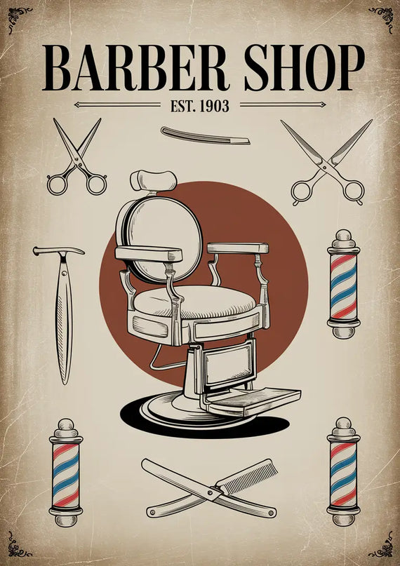 affiche barbier vintage