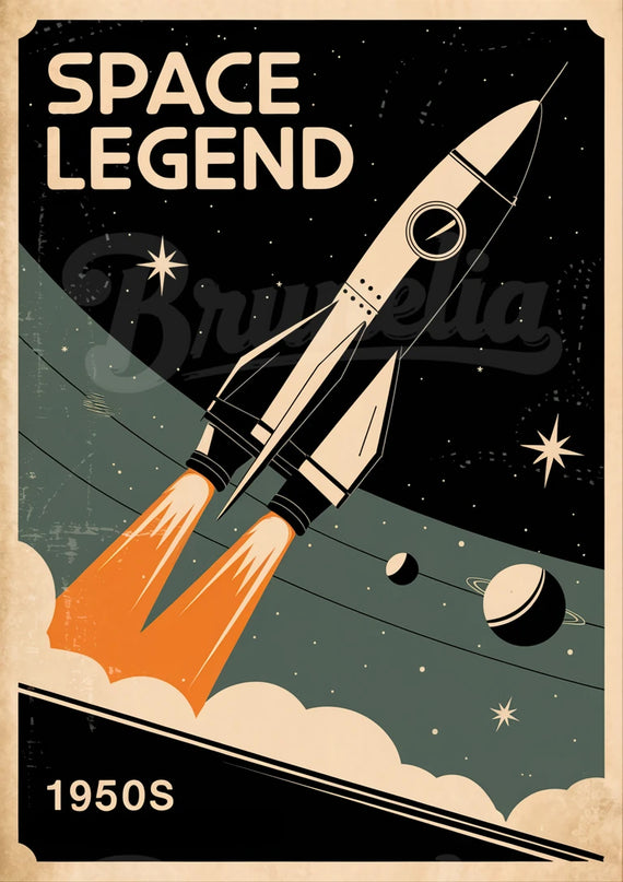 Affiche vintage fusée rétro