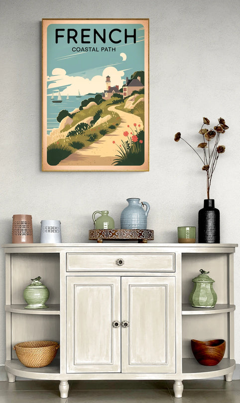Affiche vintage sentier côtier