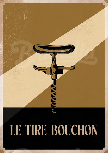 Affiche vintage tire-bouchon ancien