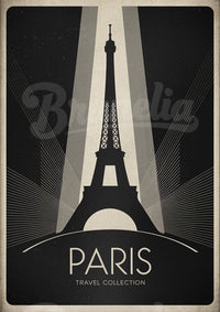 Affiche rétro tour Eiffel silhouette Art déco