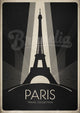 Affiche rétro tour Eiffel silhouette Art déco