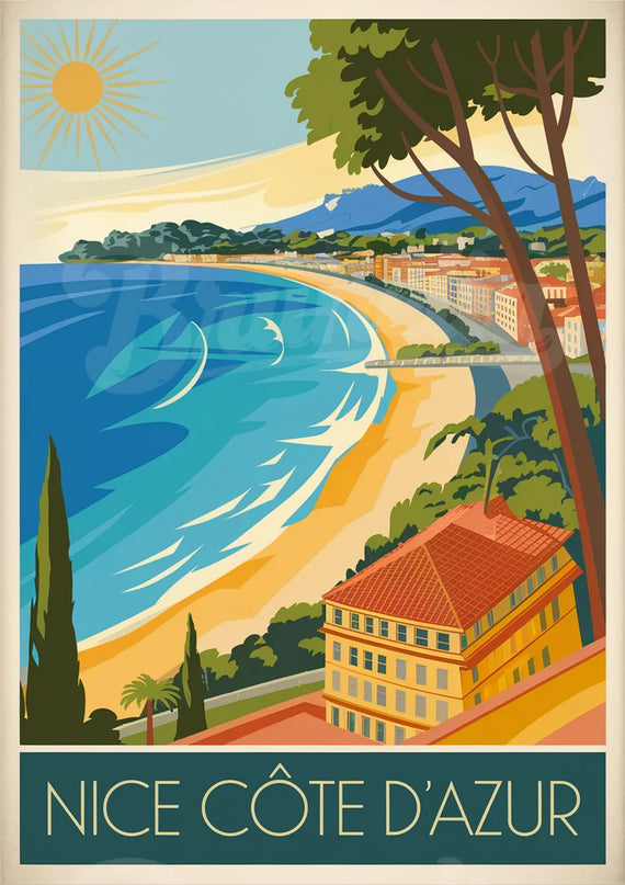 Affiche vintage ambiance Art Déco colorée