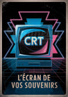 Affiche rétro téléviseur CRT années 80 avec néon rose et bleu