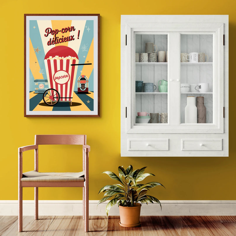 Affiche stand pop-corn rétro