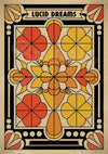 Affiche rétro géométrique motifs floraux Art déco