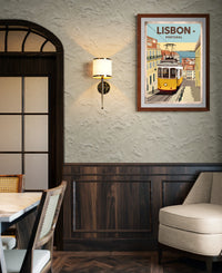 Affiche Tramway jaune rues pittoresques Lisbonne