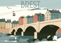 Affiche Brest pont Saint-Renan style rétro