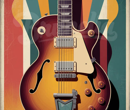 Affiche vintage guitare électrique
