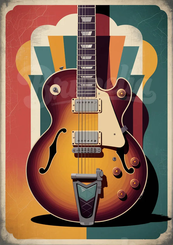 Affiche vintage guitare électrique