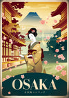 Affiche Art Déco Femme Kimono Mont Fuji Japon