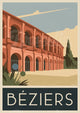 Affiche Béziers architecture coloniale palette rose