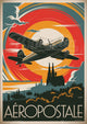 Affiche Aéropostale avion biplan cathédrale
