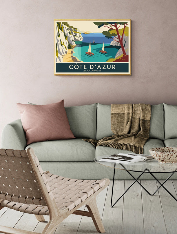 Affiche vintage calanques Côte d’Azur