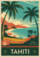 Affiche Tahiti lagon tropical Art Déco années 1930