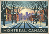 Affiche Montréal hiver avenue enneigée architecture art déco