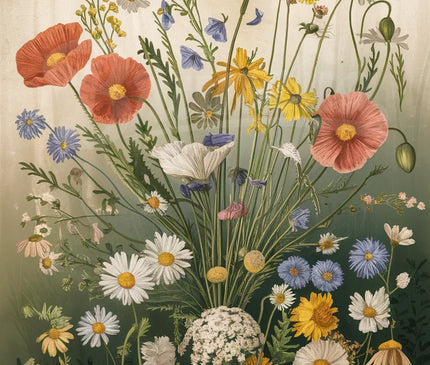 Affiche vintage fleurs sauvages