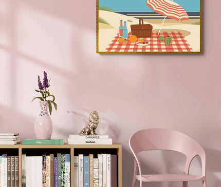Affiche pique-nique plage rétro