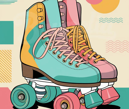Affiche patins à roulettes rétro