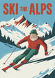 Affiche sportive d'hiver skieurs montagne enneigée
