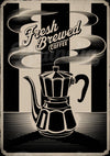 Affiche cafetière italienne moka Fresh Brewed monochrome