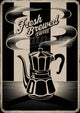Illustration vintage cafetière italienne - Style rétro chic
