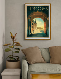 Affiche Limoges architecture et chemin de fer Art déco