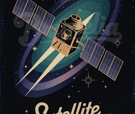 Affiche vintage satellite rétro