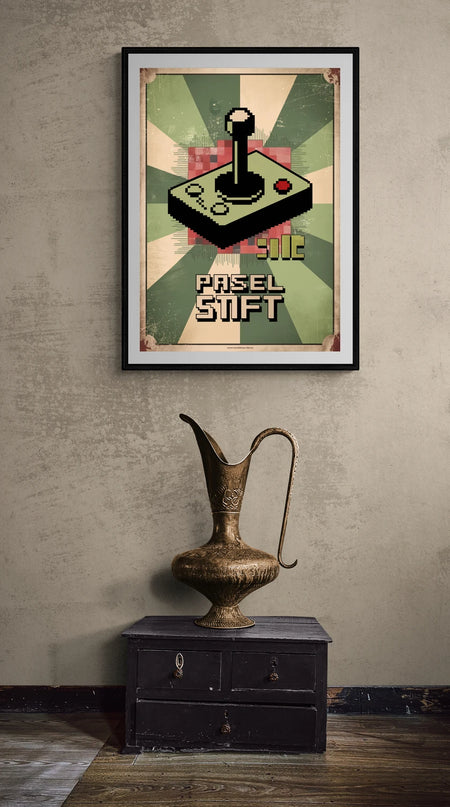 Affiche vintage joystick rétro