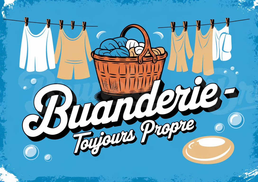affiche buanderie vintage