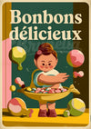 Affiche enfant bonbons délicieux style art déco
