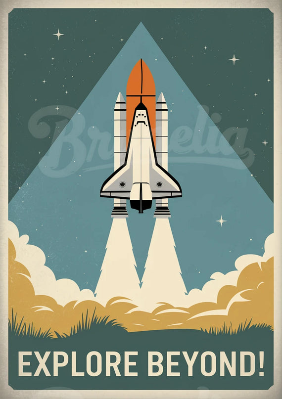 Affiche vintage navette spatiale ancienne