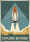 Affiche rétro Exploration spatiale et fusée vintage
