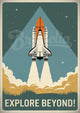 Affiche rétro Exploration spatiale et fusée vintage