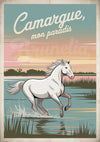 Affiche cheval blanc Camargue mon paradis