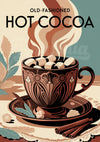 Affiche rétro chocolat chaud aux guimauves et épices