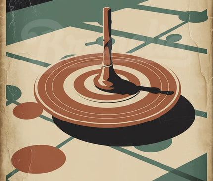 Affiche sol de jeu toupie vintage