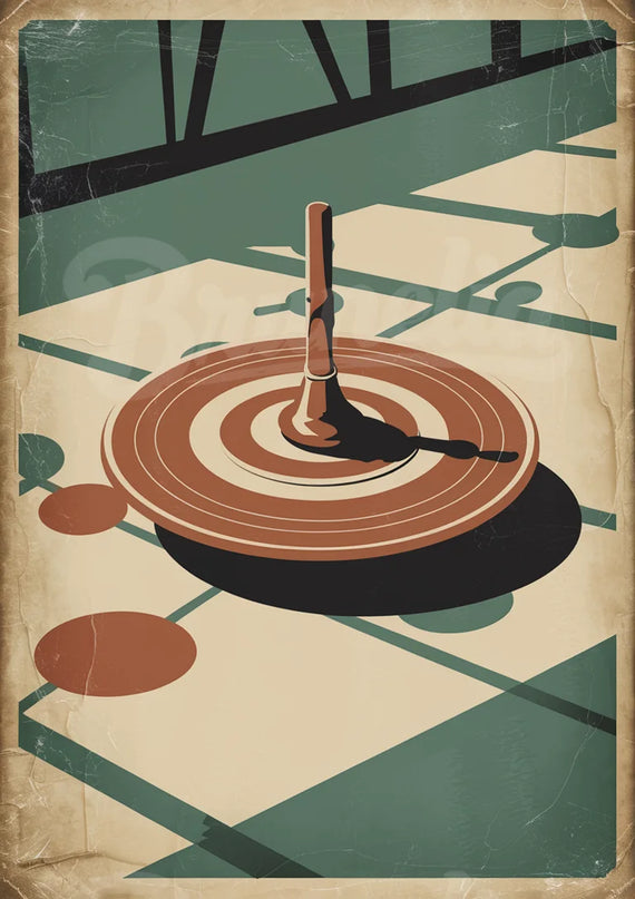 Affiche sol de jeu toupie vintage