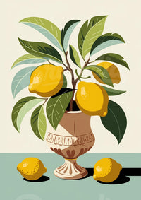 Affiche décoration agrume vase céramique style années 1930