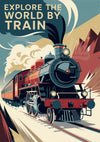 Affiche locomotive à vapeur exploration ferroviaire