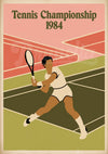 Affiche championnat tennis 1984 joueur raquette