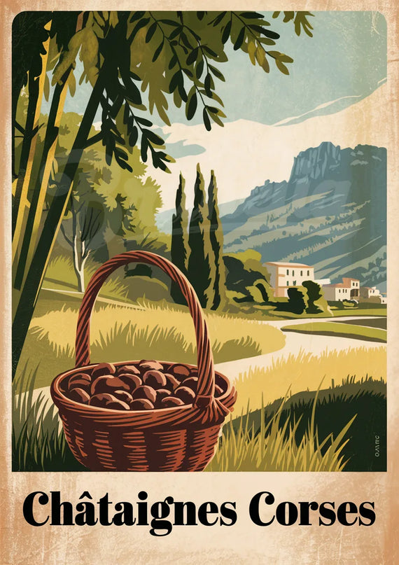 Affiche vintage châtaignes corses