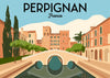 Affiche Canal et architecture médiévale Perpignan