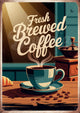 Affiche rétro tasse de café fumante style art déco