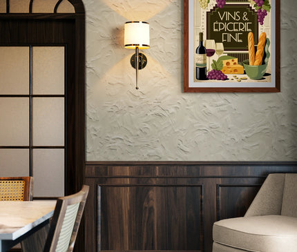 Affiche vins épicerie fine rétro