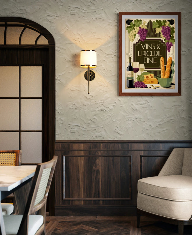 Affiche vins épicerie fine rétro